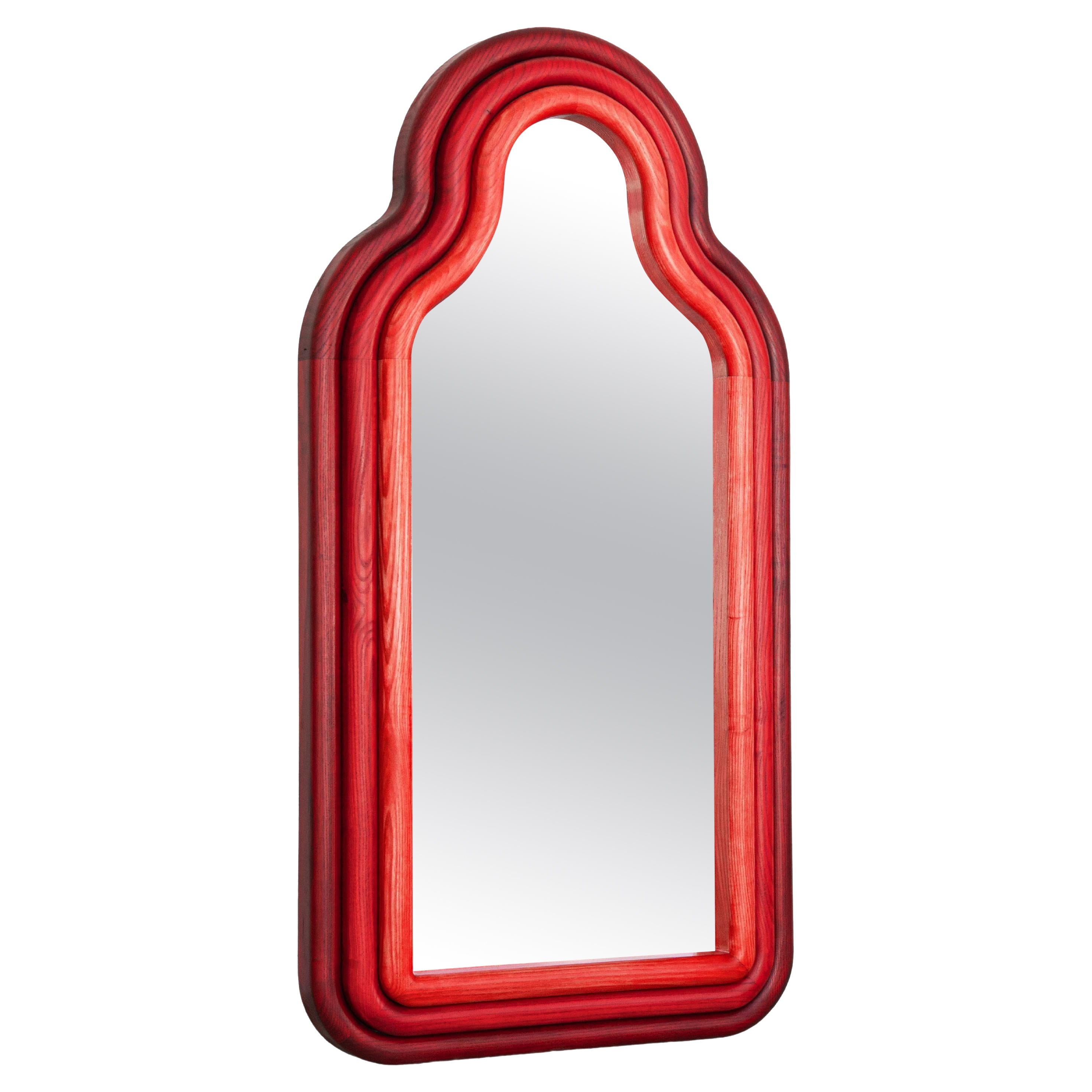 Specchio TRN in legno di frassino rosso