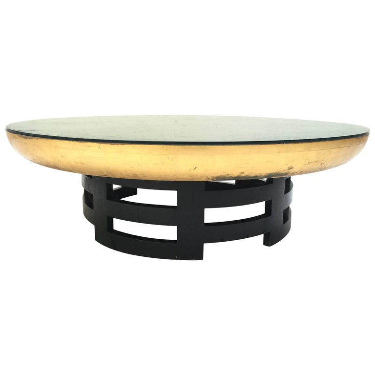 'Lotus' Gold leaf Muller & Barring Coffee Table for Kittinger USA, 1950s For Sale
