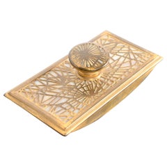 Tiffany Studios New York Pine Needle Bronze Doré and Slag Glass Rocker Blotter2