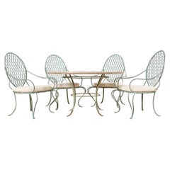 Rose Tarlow Conjunto de Comedor de Jardín con Tapa de Piedra y Ramita de Hierro