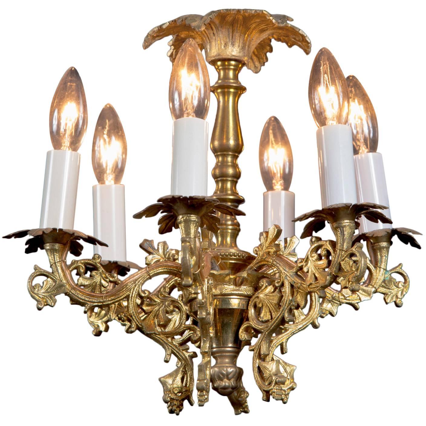 Small Louis XVI Bronze Chandelier, French 19th Century For Sale