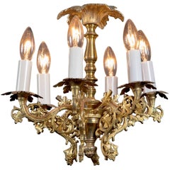 Vintage Small Louis XVI Bronze Chandelier, French 19th Century