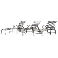 Set of Three Brown Jordan Florentine Chaise Pool Lounges