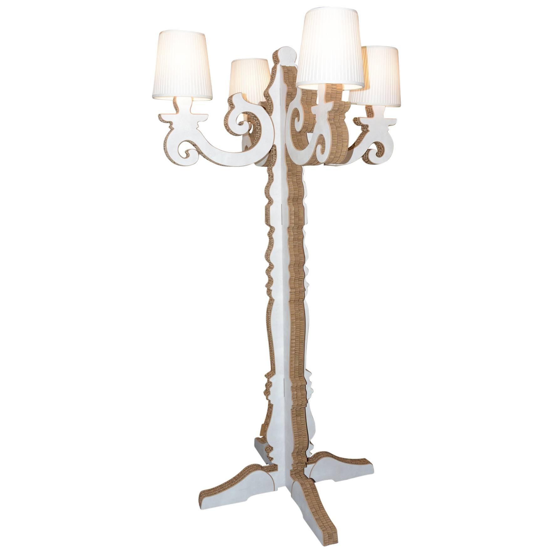 Floor Lamp Baroque in Recycled Cardboard Treat Made in 2015 For Sale