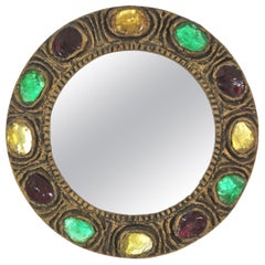 Creaciones Gobesso Miroir en stuc avec cristaux de roche jaunes, verts et rouges
