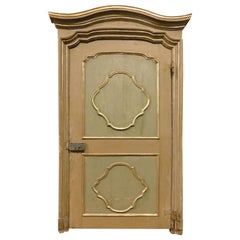 Interior old door lacquered and gilded, with one leaf with original frame, Italy