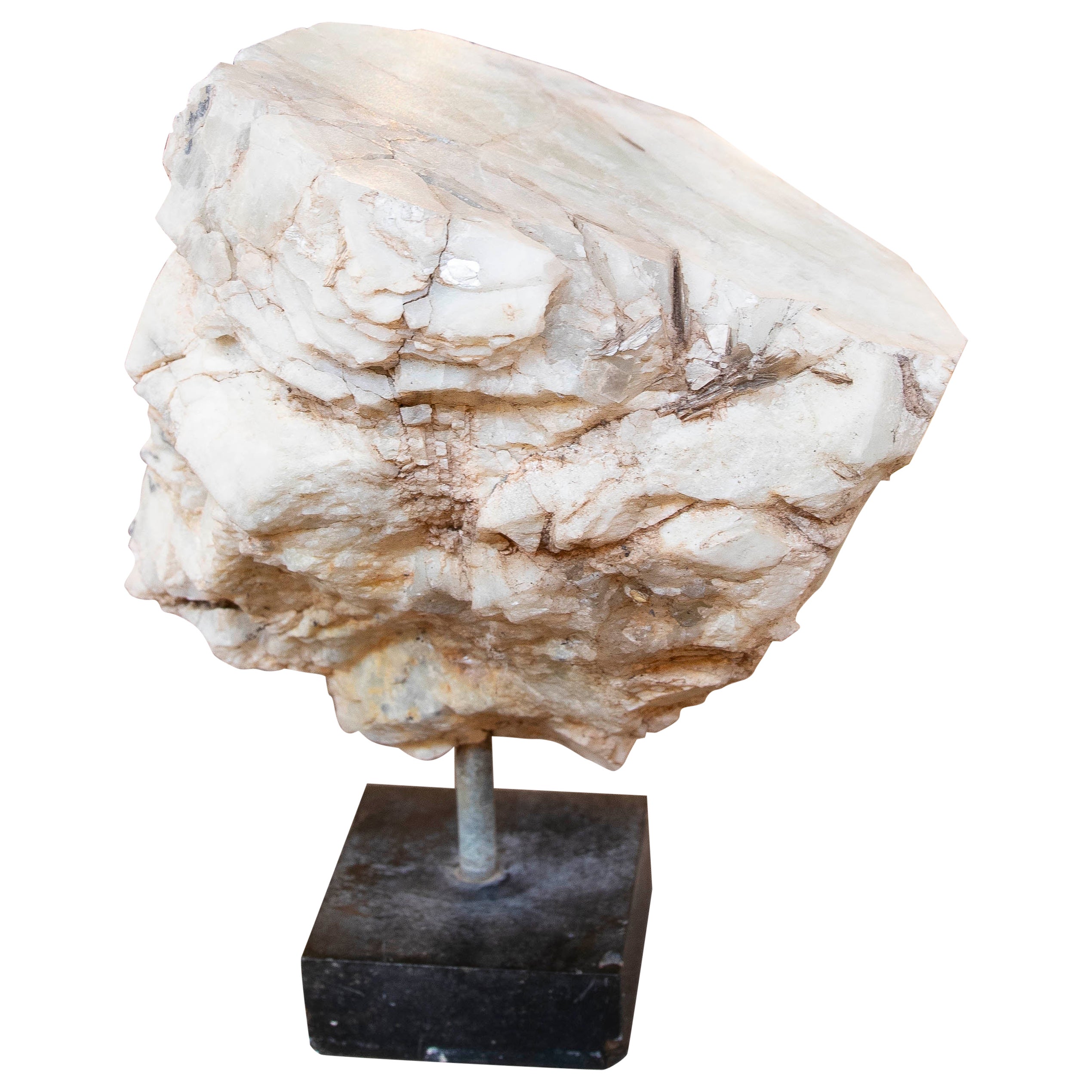 Scultura in onice del 1950 con venature verdastre su base in Wood