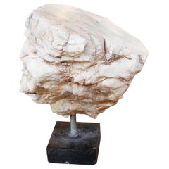 1950S Onyx sculpture with greenish veins on a Wood Base