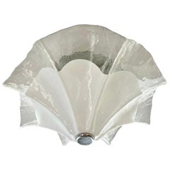 Plafoniera Barovier&Toso in vetro trasparente bianco di Murano 60 cm, Italia, 1970