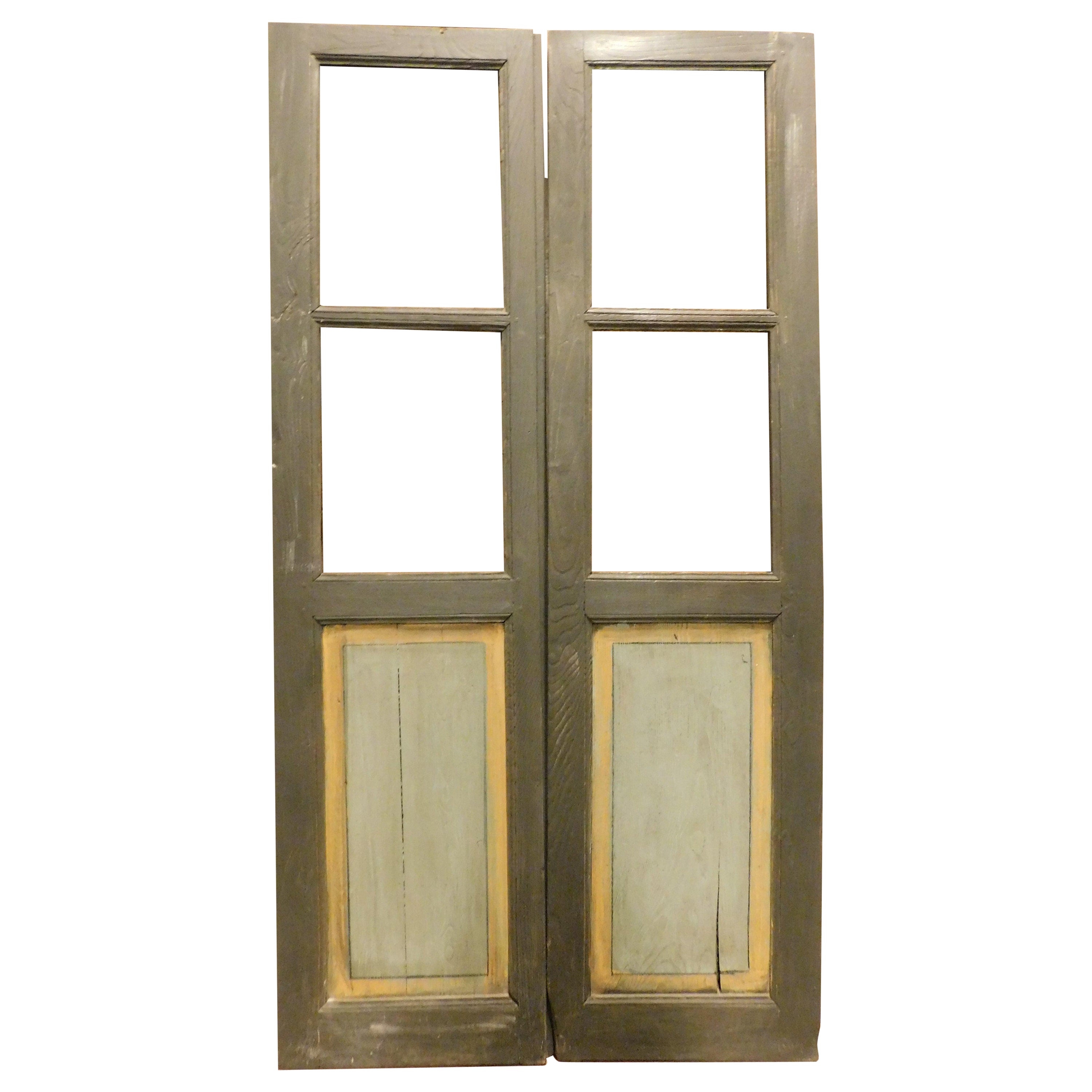 puerta antigua de cristal lacado, dos hojas, Italia en venta