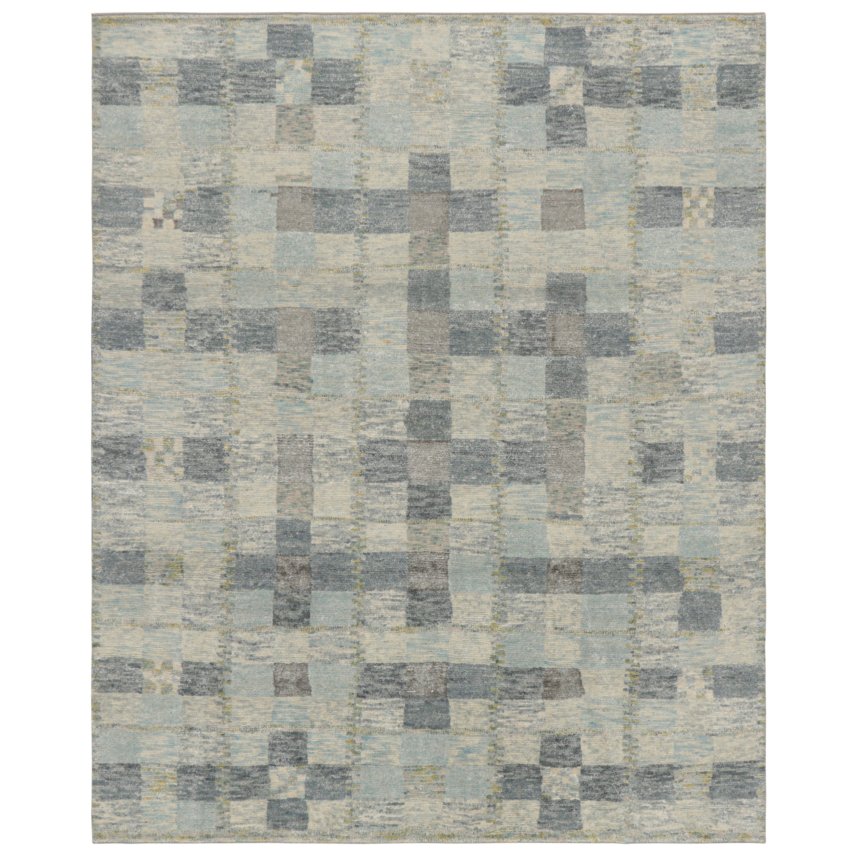 Rug & Kilim's maßgeschneiderter Teppich im skandinavischen Stil in Blau mit geometrischen Mustern