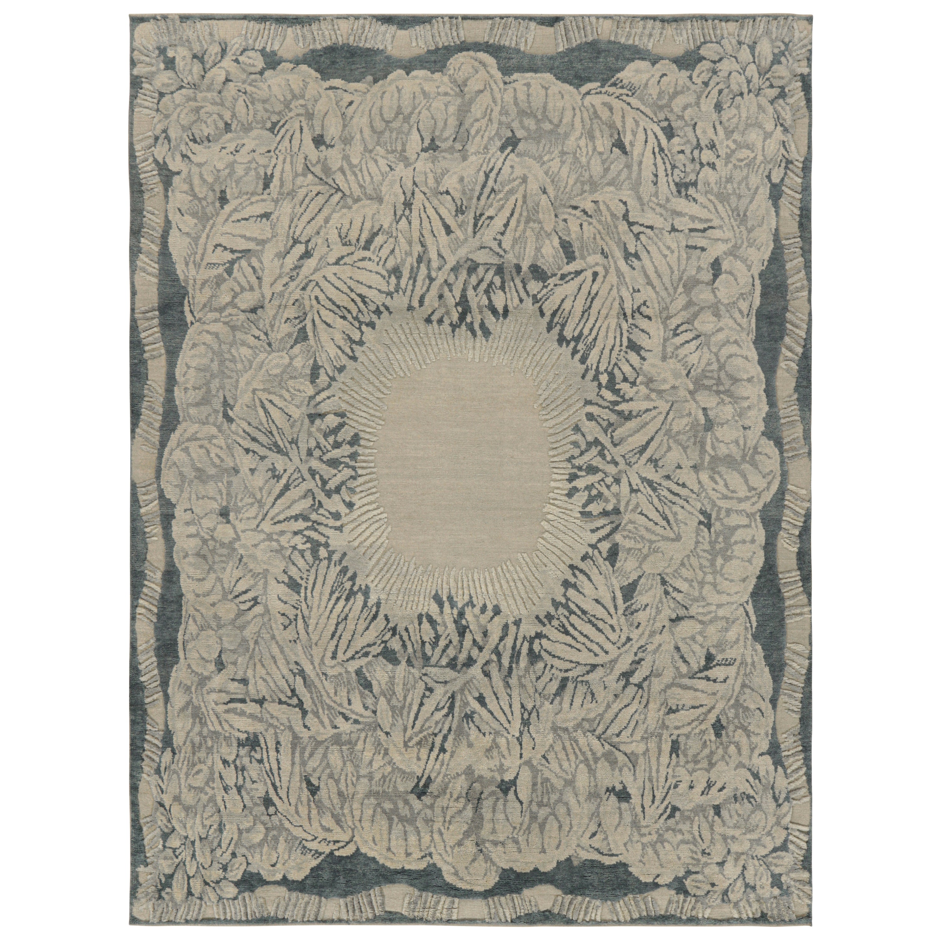 Rug & Kilim’s Custom French Art Deco Style Rug Design with Floral Patterns