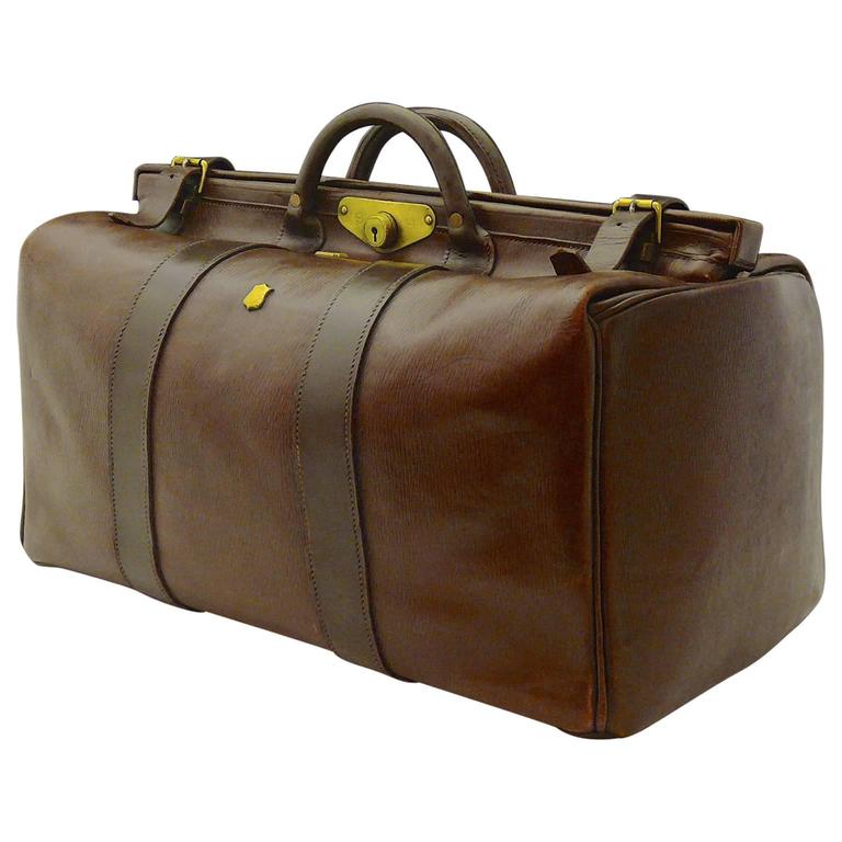 Large Leather Gladstone Bag, circa 1920 at 1stDibs