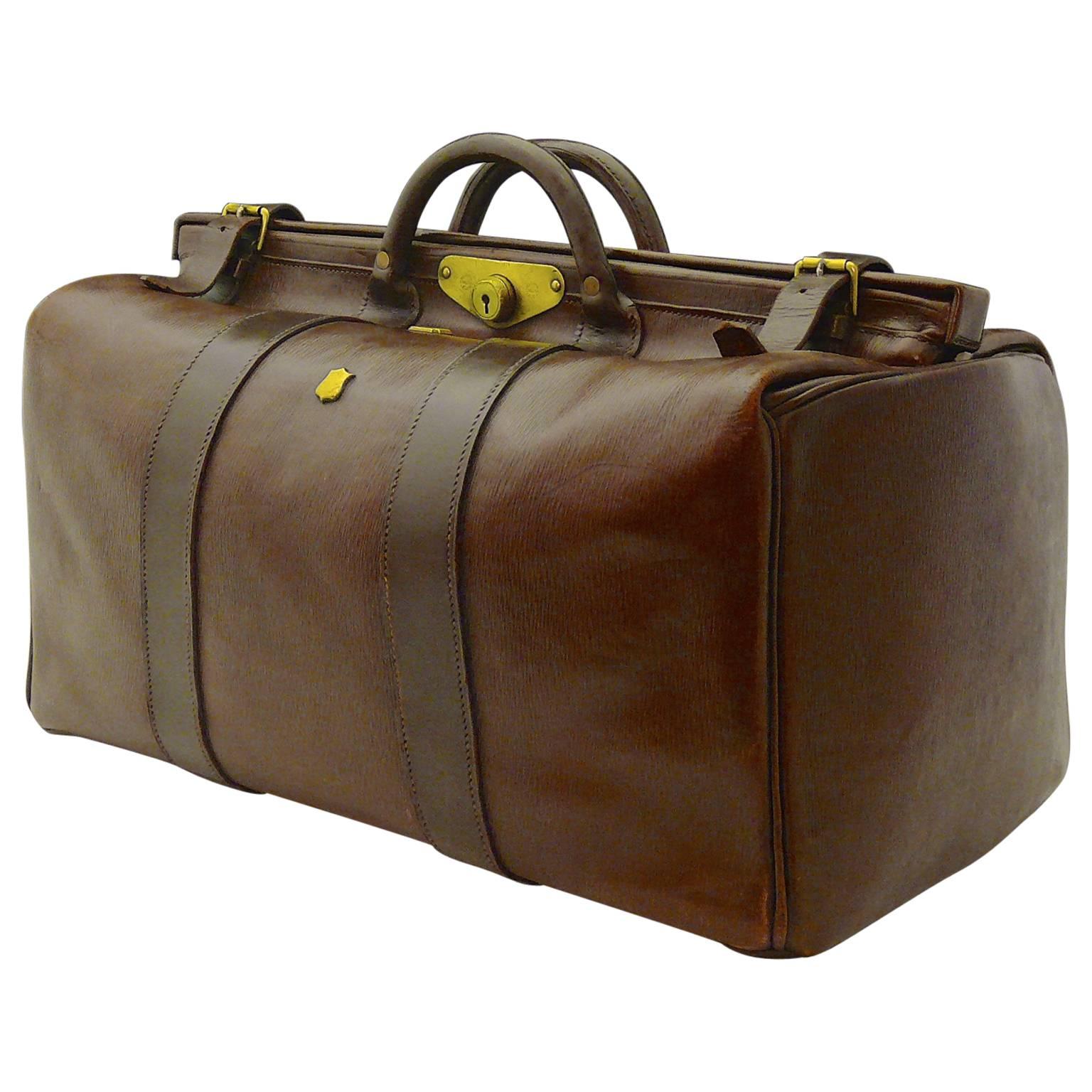 Large Leather Gladstone Bag, circa 1920