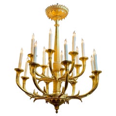19th Century French Empire Gilt Bronze Chandelier with 16 Lights