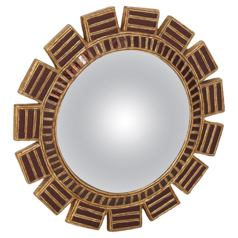 Purple Glass Convex Mirror in the "Mazarin" style.