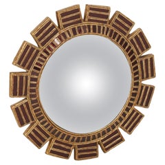 Espejo convexo de cristal morado de estilo "Mazarino".