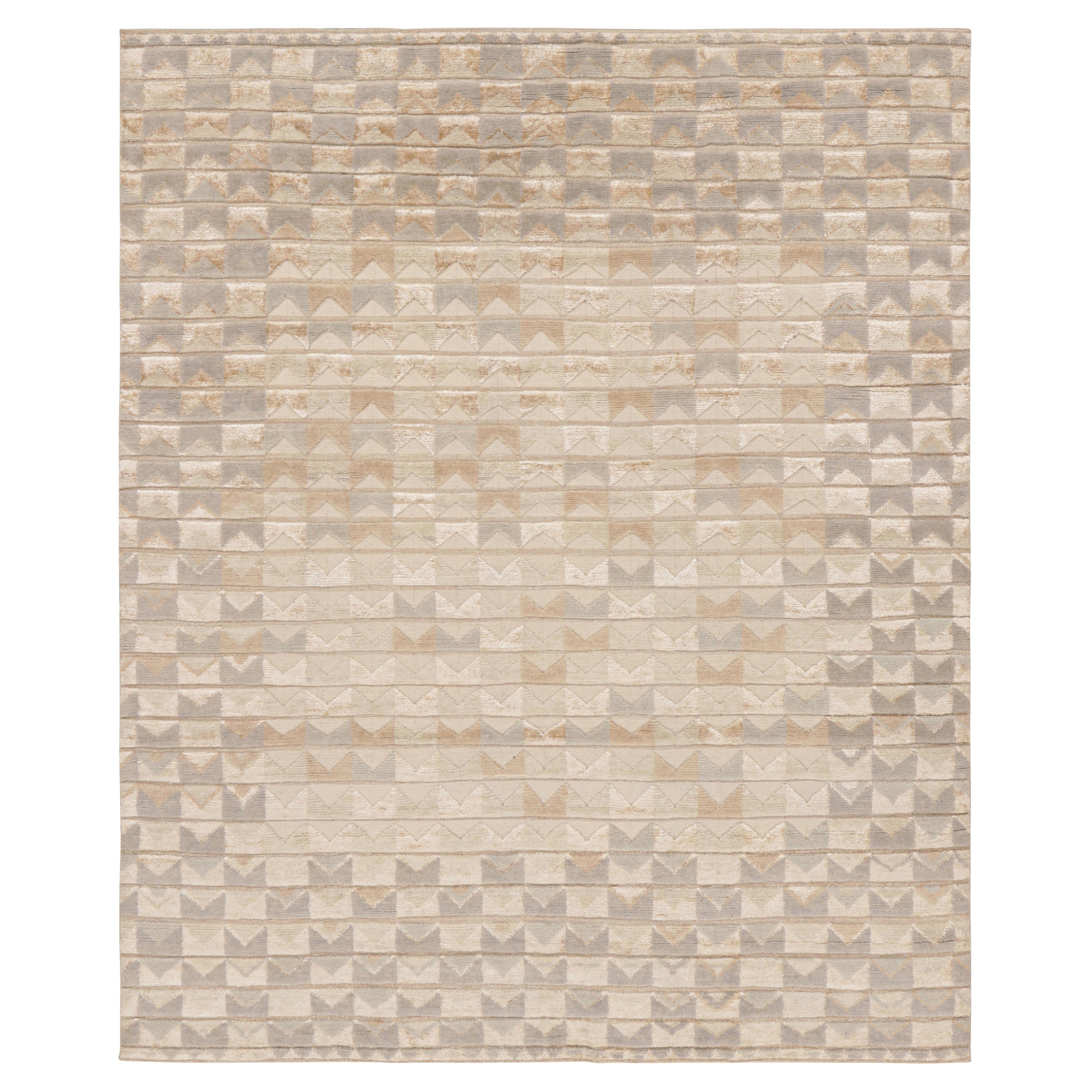 Rug & Kilim’s Scandinavian Style Rug in Cream-White with Geometric Patterns