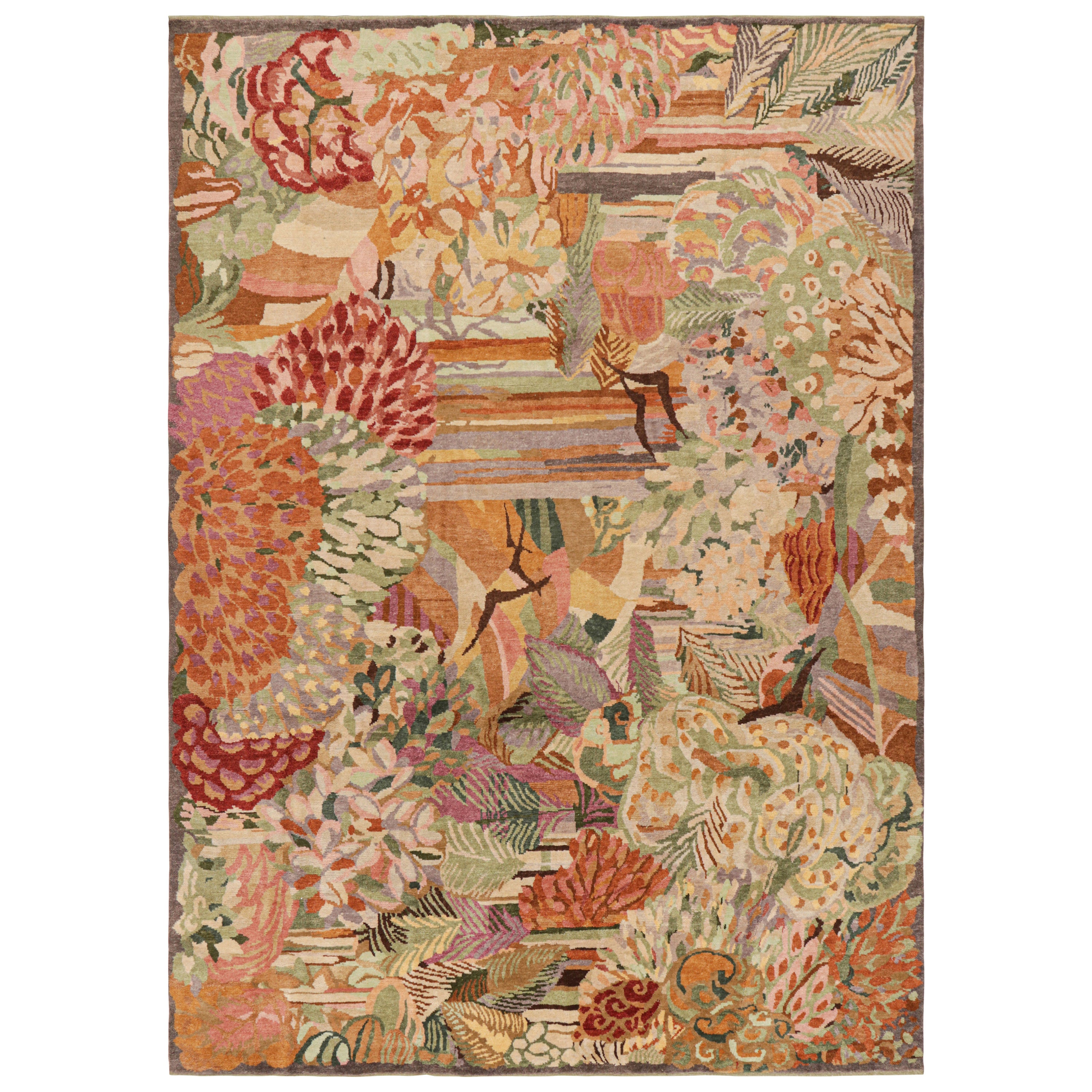 Rug & Kilim’s French Art Deco Style Rug in Polychromatic Floral Patterns