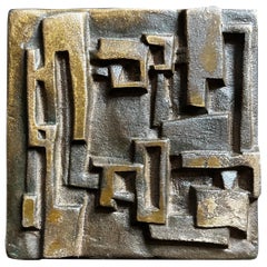 Bronze Push-Pull Handle with Abstract Modernist Design, 20th Century