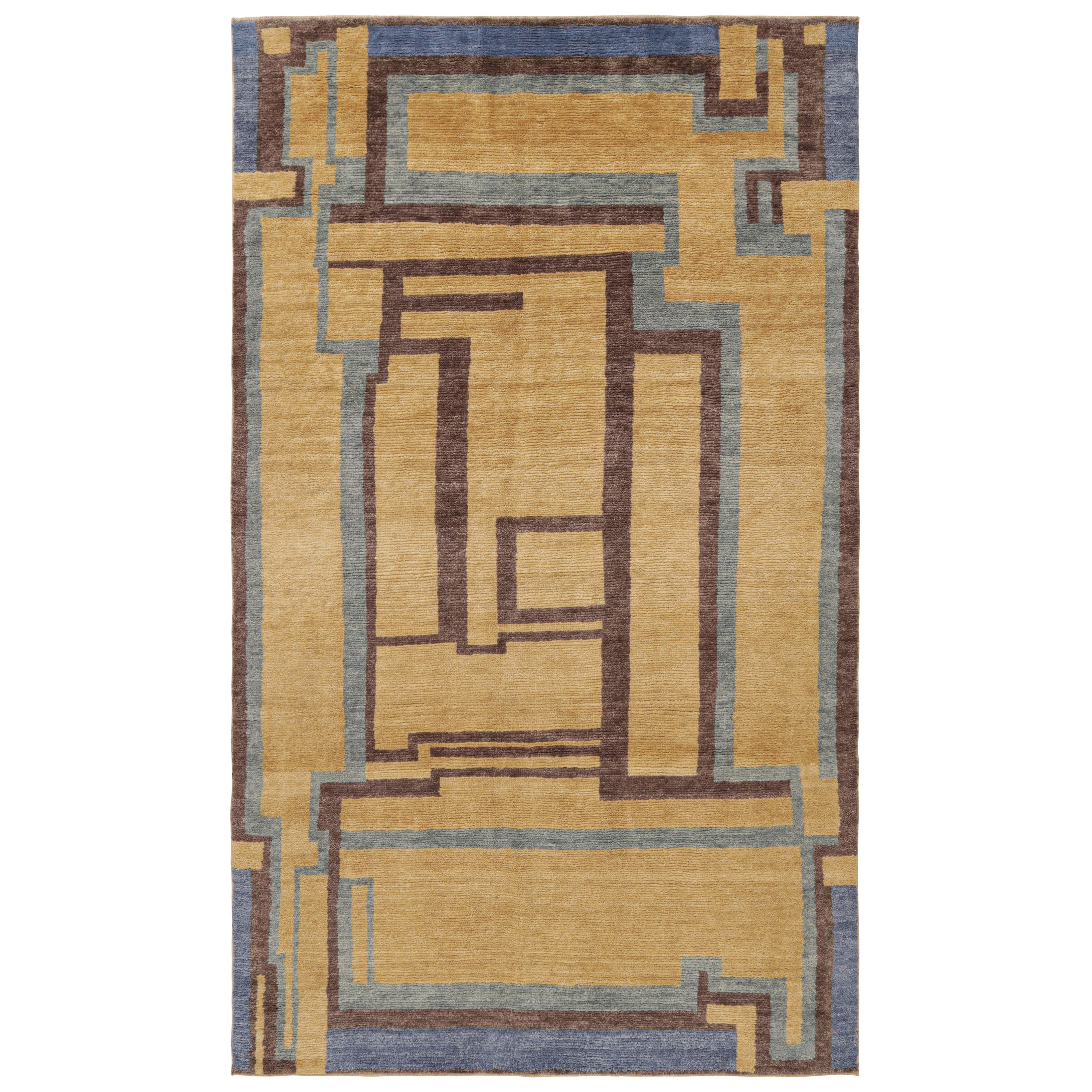 Rug & Kilim: tappeto personalizzato in stile scandinavo in oro con motivi geometrici