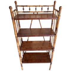 19th Century Burnt Bamboo Four Shelf Etagere