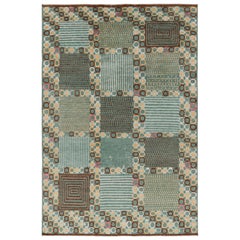 Rug & Kilim’s Custom Scandinavian Style Rug in Blue with Geometric Patterns