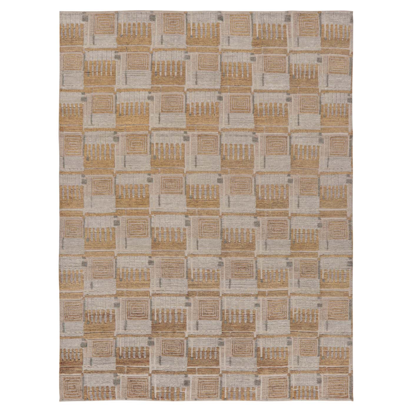 Rug and Kilim’s Custom Scandinavian Style Rug in Beige with Geometric ...