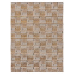 Rug & Kilim's Custom Scandinavian Style Rug in Beige with Geometric Patterns (tapis de style scandinave en beige avec des motifs géométriques)