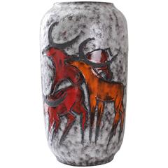 Monumental 20" Tall Bulls Vase with Lava Glaze by Scheurich