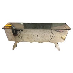 Vintage Mirrored Credenza with 4 doors, 1950s