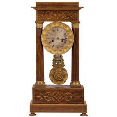Louis Philippe Period Rosewood, Ormolu Antique French Portico Clock, circa 1840