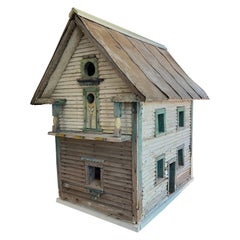 Monumental Vintage Wooden Birdhouse with Gingerbread Trim