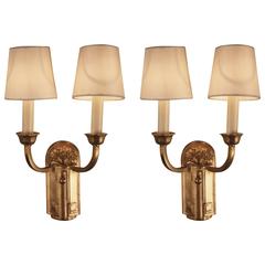 Pair of  Bronze French Art Deco Wall Sconces