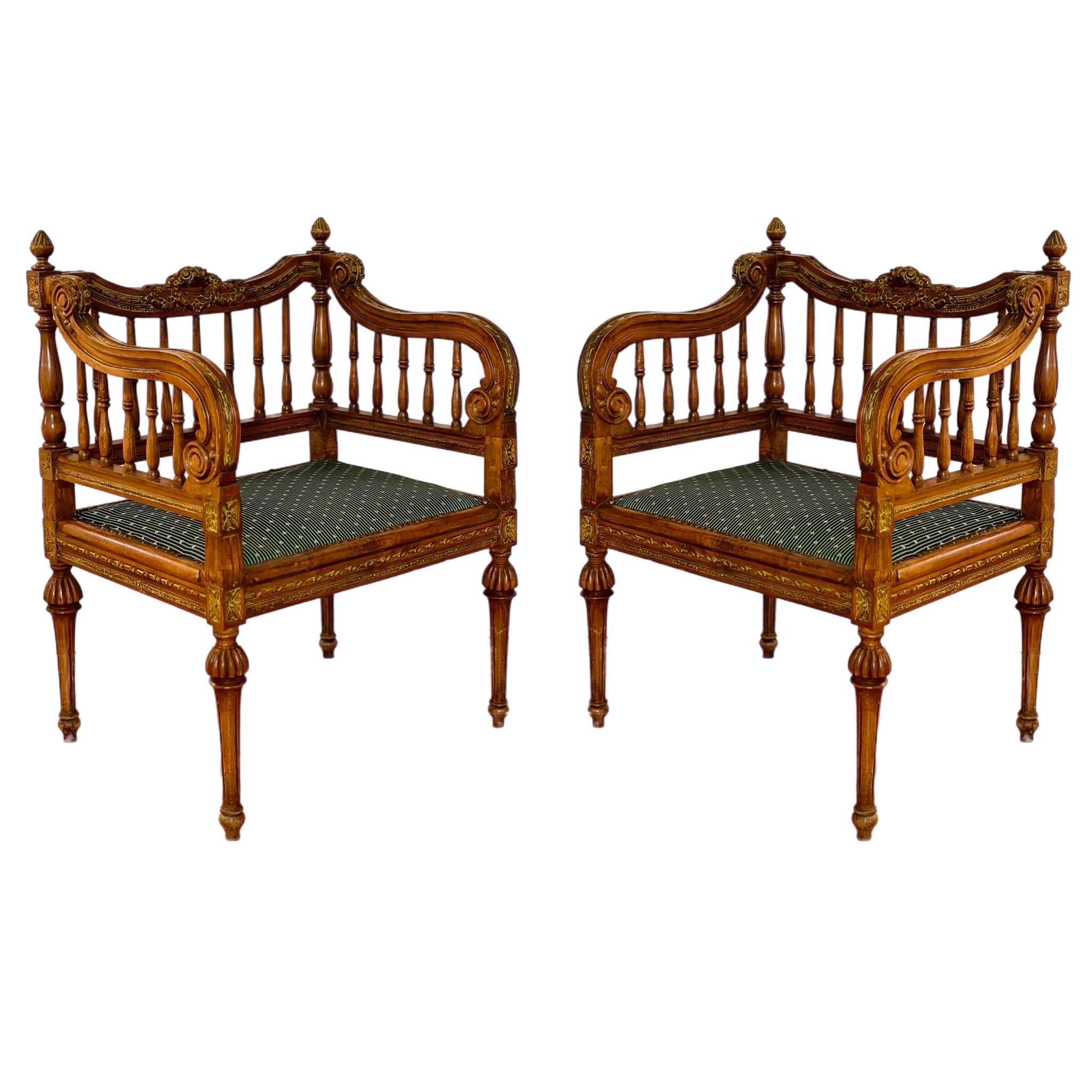 19th Century French Louis XVI Style Spindle Chairs – a Pair