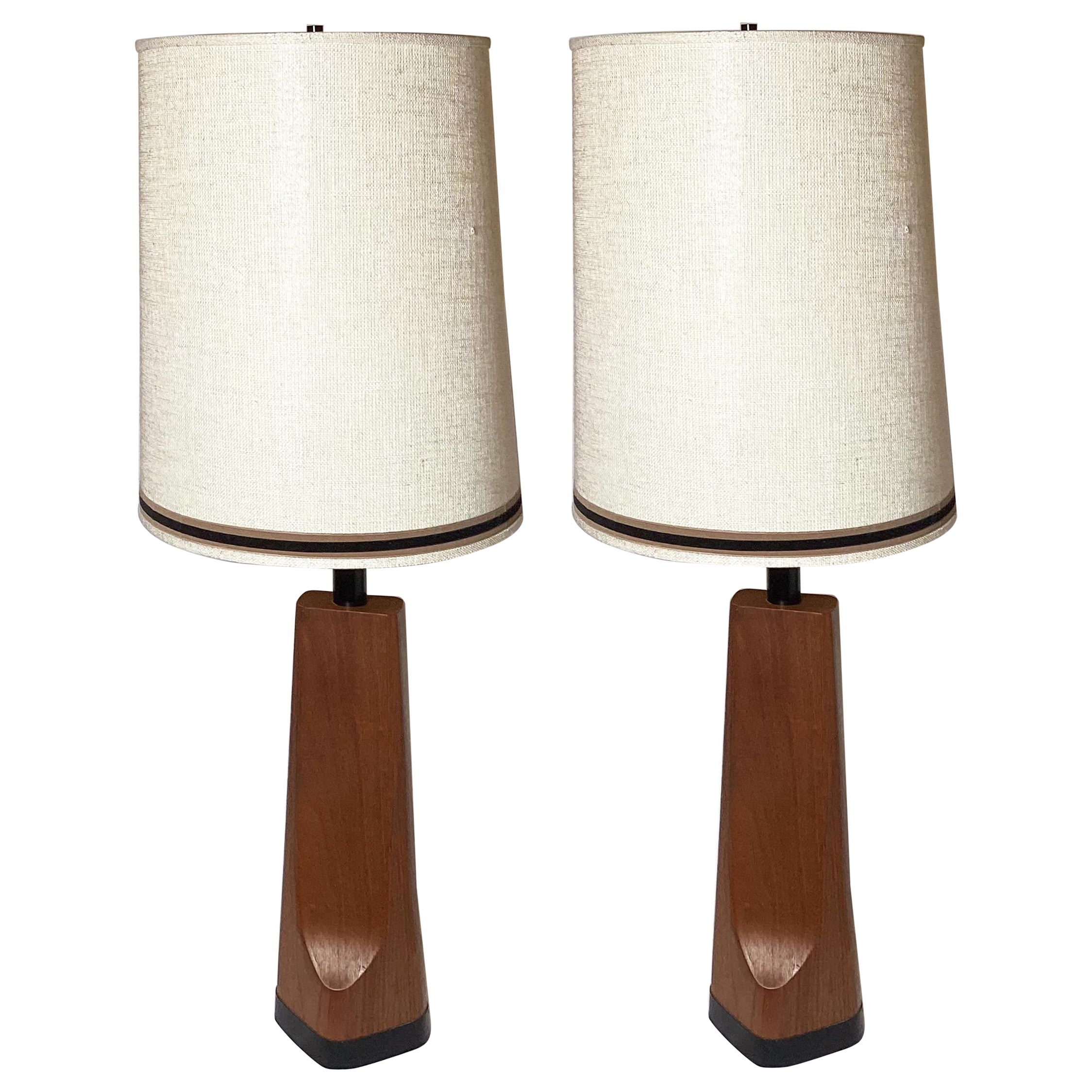 A Pair of Teak Laminate Lamps By Richard Barr for Paul McCobb