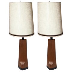 Paire de lampes en stratifié teck de Richard Barr pour Paul McCobb