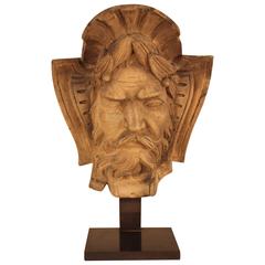 Renaissance Style Terracotta above Entryway Ornament on Stand