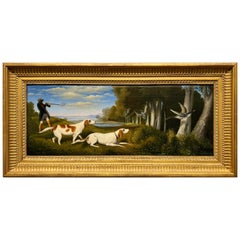 19th Century, British School Hunting Scene Oil on Canvas Chasing the Catch