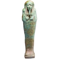 Ancient Egyptian Green Faience Shabti Figure - 664 Bc