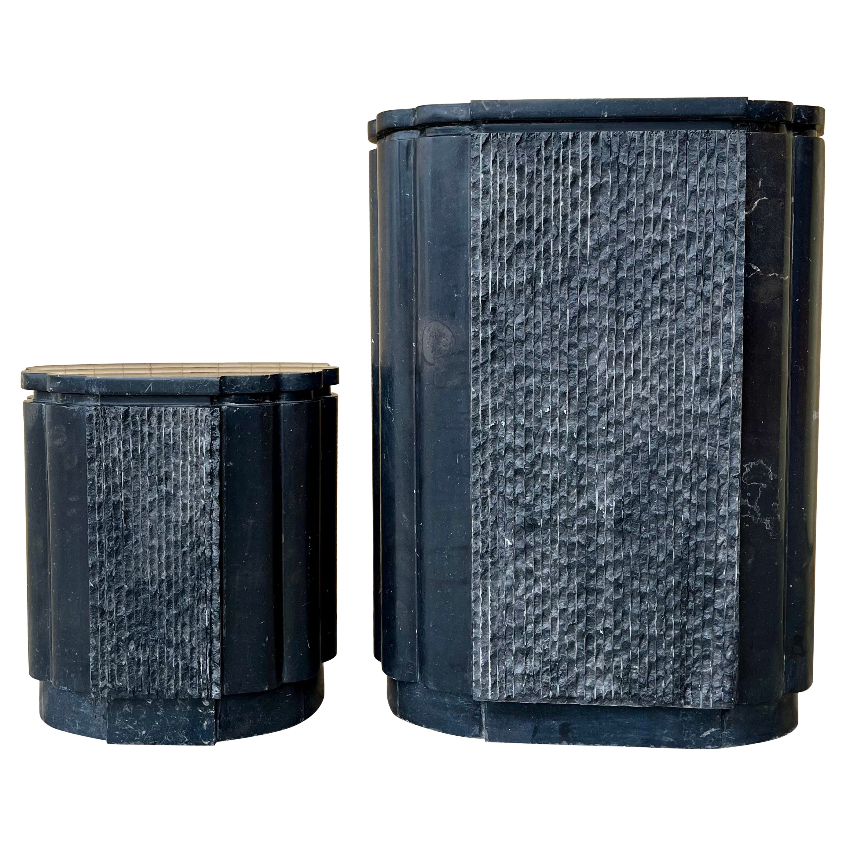 A Pair of Postmodern Marble Pedestals. Circa 1980s.