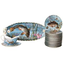 Antique Limoges Hand-Painted Fish Service