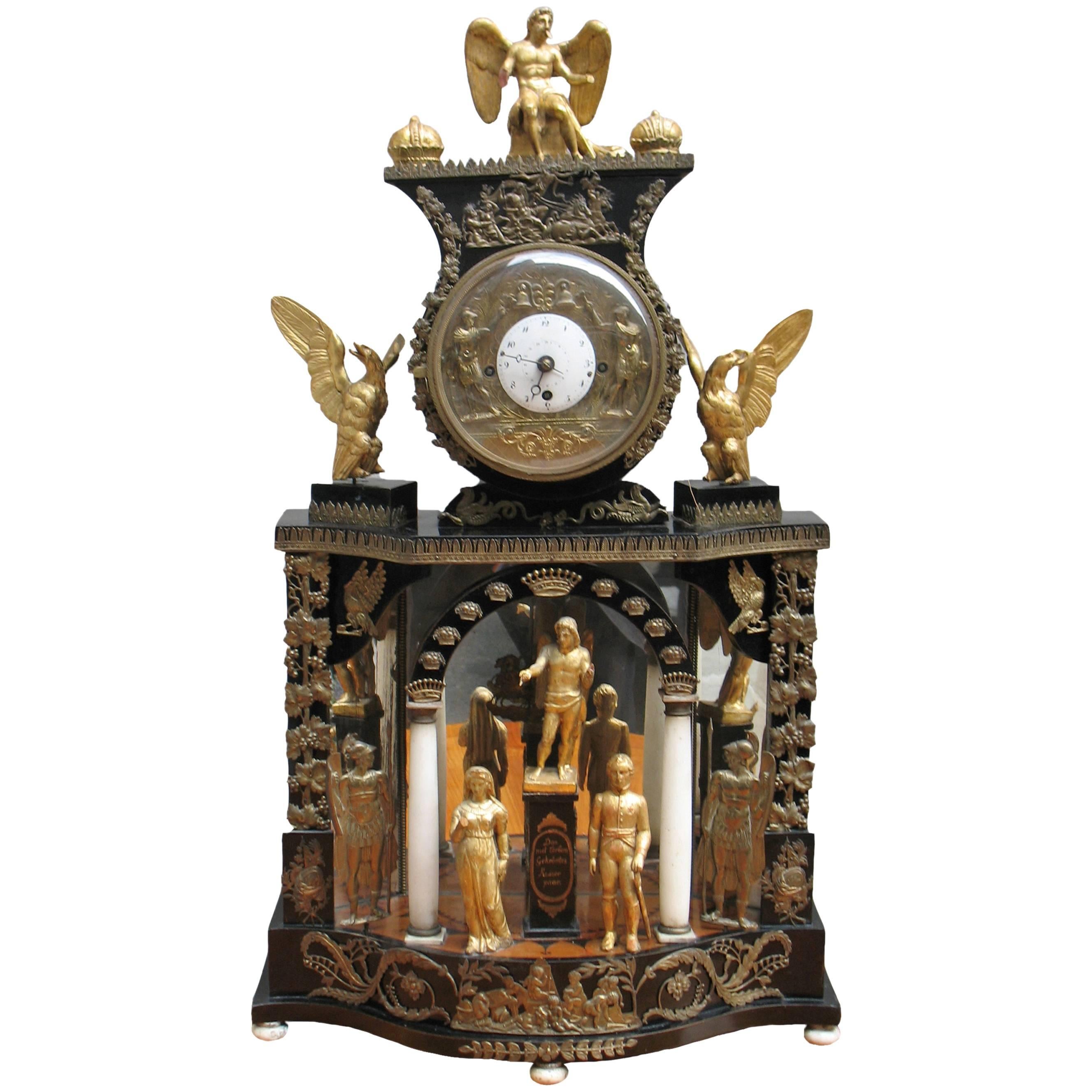 Viennse Biedermeier Dedicated Emperor Mantel Clock For Sale