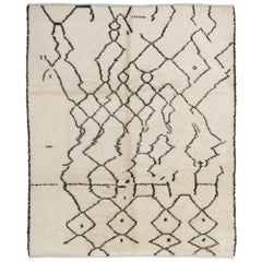 Tapis tulu marocain contemporain en laine naturelle, options personnalisées disponibles