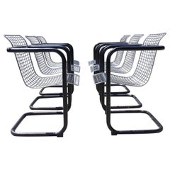 Set of six post-modern chrome wire chairs, Italy 1980s