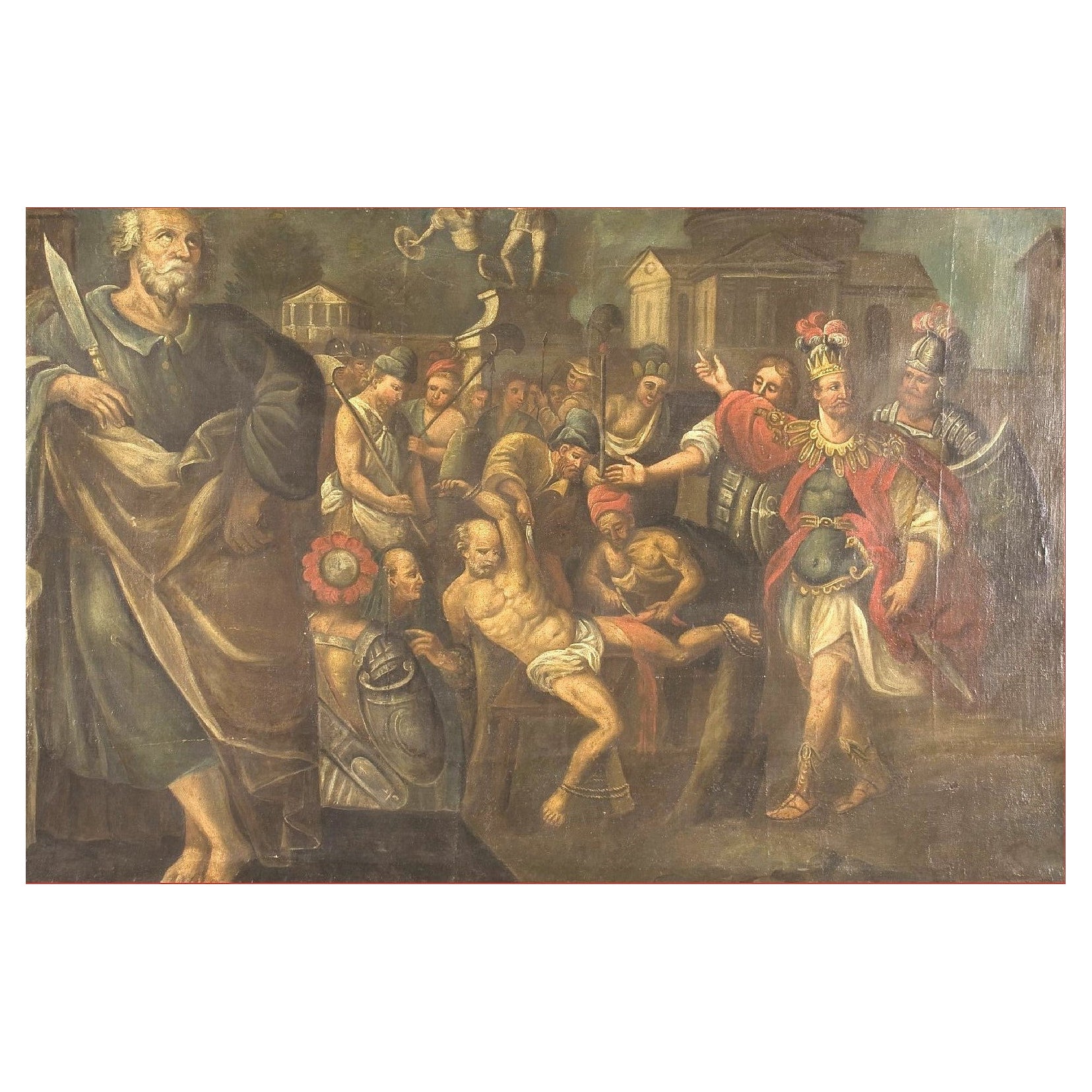Antique painting Martyrdom of St. Bartholomew from the 17th century