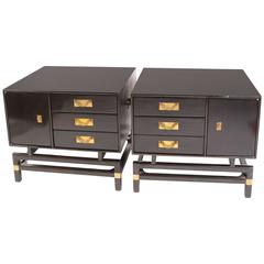 Pair of Ebony Walnut Cabinets/End Tables, by the Hickory Co