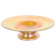 Antique Louis Comfort Tiffany Favrile Art Glass Footed Dish or Bowl