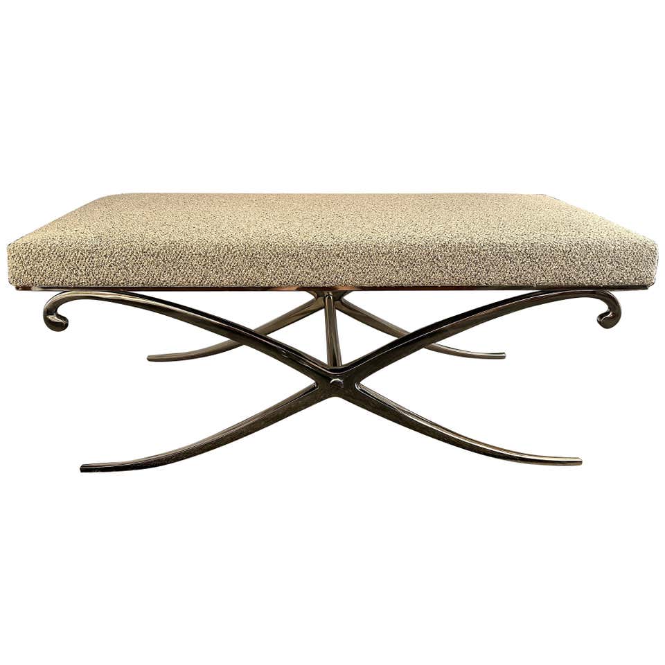 Dark Olive Heavy Canvas and Blackened Steel Extra Large Bench For Sale ...