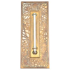 Tiffany Studios New York Pine Needle Bronze Doré and Slag Glass Thermometer